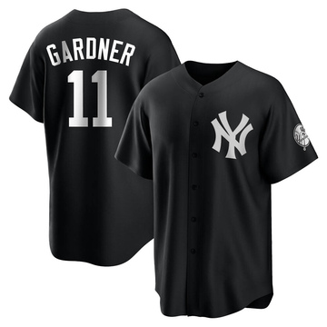Brett Gardner Youth Replica New York Yankees Black/White Jersey