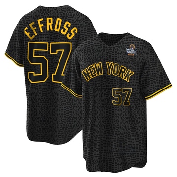 Scott Effross Men's Replica New York Yankees Black Snake Skin City 2024 World Series Jersey