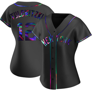 Troy Tulowitzki Women's Replica New York Yankees Black Holographic Alternate Jersey