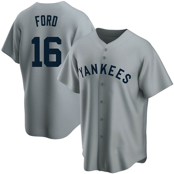 Whitey Ford Men's Replica New York Yankees Gray Road Cooperstown Collection Jersey